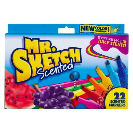 Mr. Sketch Scented Markers, Chisel Tip, Assorted Colors, 22 Count