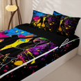 thumbnail image 3 of Homewish Colorful Splashing Ink Zipper Twin Comforter Sets with Fitted Sheet and 2 Pillowcases,Boys Ball Games Zipper Bedding Set For Kids,Black Reversible,4-Piece, 3 of 7