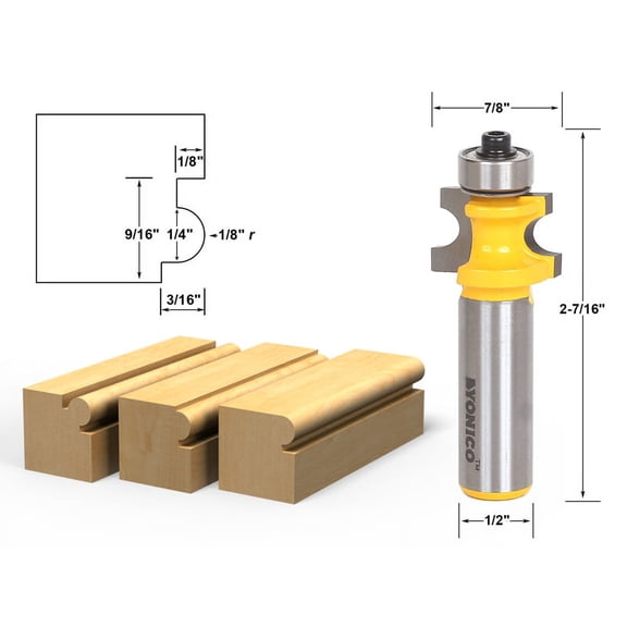 Yonico Bullnose Beading Router Bit 1/8"r - 1/4" bead - 1/2" Shank - 13191