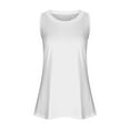 thumbnail image 6 of Fartey Long Tank Tops for Women 2025 Summer Sleeveless Shirts Soft Comfy Solid Color Crew Neck Camis Top Loose Flowy Beach Vacation Camisoles White S, 6 of 6