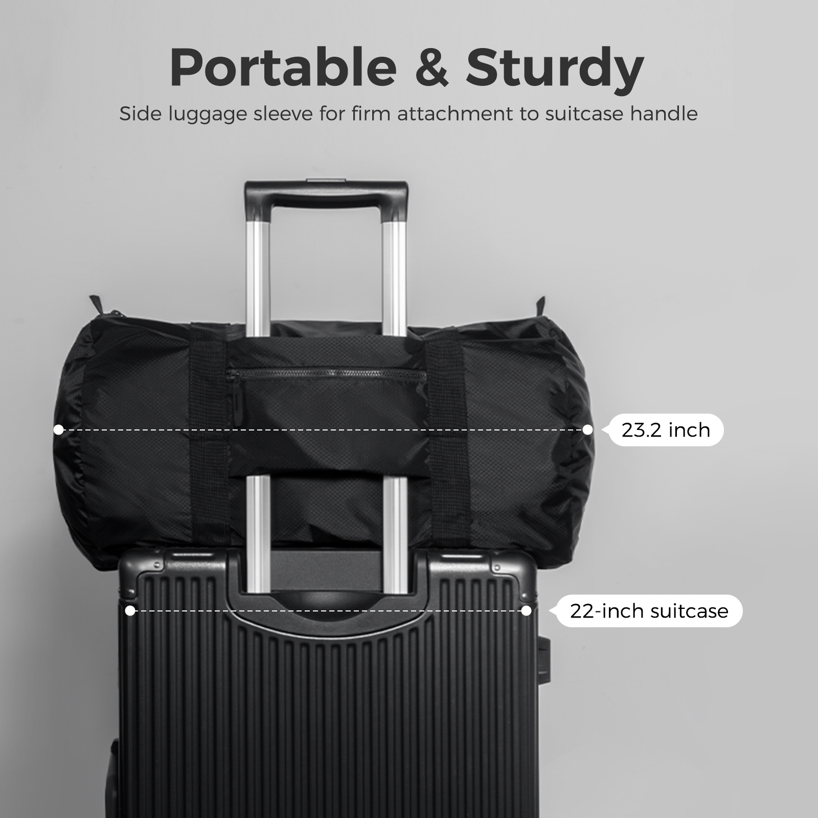 pack all 45L Foldable Duffel Bag, Water-Resistant Sports Gym Bag, Portable Weekender Bag Lightweight for Travel, Fitness and Camping (Black)