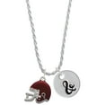 thumbnail image 1 of Delight Jewelry Silvertone Small Maroon Football Helmet Silvertone Script Initial Disc - & - Charm Necklace, 20"+3", 1 of 4
