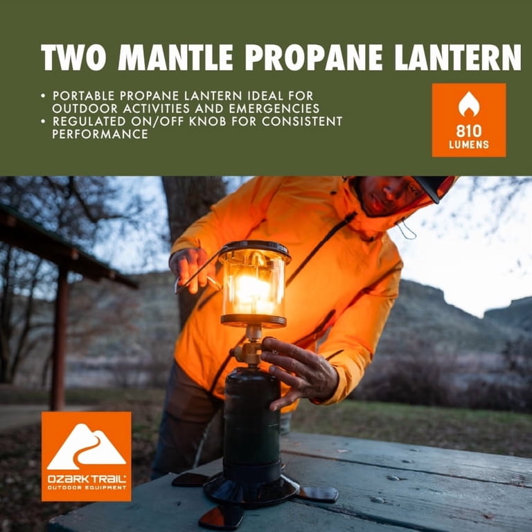 Ozark Trail Propane Lantern 2 Mantle Black with 2200 Lumens