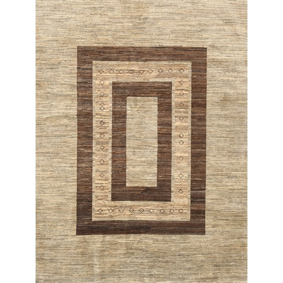 Ahgly Company Indoor Rectangle Contemporary Dark Gold Brown Abstract Area Rugs, 8' x 12'
