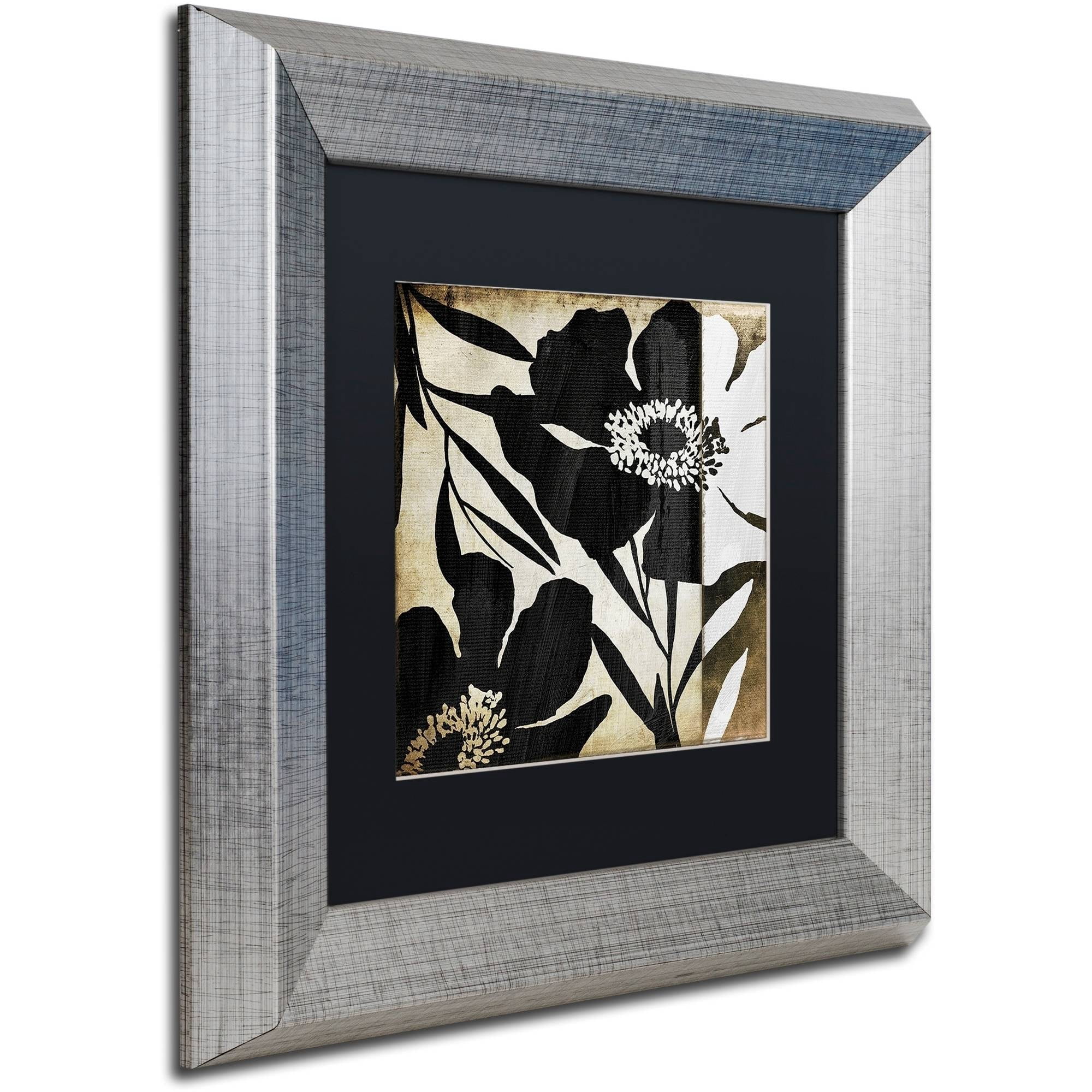 Trademark Fine Art "Floral Jungle Lines II" Canvas Art by Color Bakery Black Matte, Silver Frame