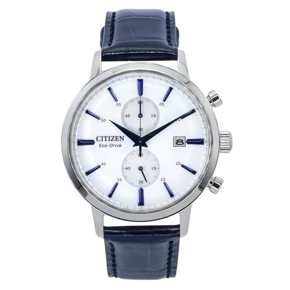 Citizen Eco-Drive Chronograph Leather Strap White Dial CA7069-16A Men's Watch