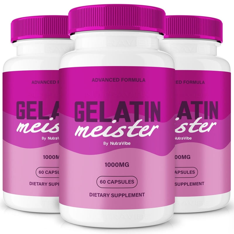 (3 Pack) Gelatin Meister – Natural Daily Pill Formula Designed to align with Fitness Goals, Support active Lifestyle & Body Balance | Just 2 Easy-to-Swallow Pills Daily (180 Capsules)