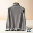 thumbnail image 2 of Khunlpohl Women Turtleneck Long Sleeve Undershirts Mock Neck Slim Layered Stretchy Tops for Fall Winter, 2 of 3