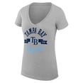 thumbnail image 2 of Women's G-III 4Her by Carl Banks Heather Gray Tampa Bay Rays Super-Slim Fit Lightweight City Graphic V-Neck T-Shirt, 2 of 5