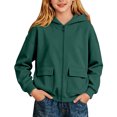 thumbnail image 2 of Kids Girls Boys Hoodies Preppy Long Sleeve Hooded Sweatshirt Pullover Top with 2 Pockets, 2 of 4