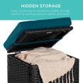 thumbnail image 3 of JJUN Set of 2 Wicker Ottomans, Multipurpose Outdoor Furniture for Patio, Backyard, Additional Seating, Footrest, Side Table w/Storage, Removable Cushions - Peacock Blue/Black, 3 of 15