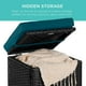 thumbnail image 3 of JJUN Set of 2 Wicker Ottomans, Multipurpose Outdoor Furniture for Patio, Backyard, Additional Seating, Footrest, Side Table w/Storage, Removable Cushions - Peacock Blue/Black, 3 of 15