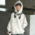 thumbnail image 2 of Teen Boys Hooded Sweatshirt Long Sleeve Pullover Kids Top Spring Fall Winter Daily Wear Fabric Clothes White Size 15-16T, 2 of 9
