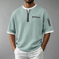 thumbnail image 4 of hotojiny Men's Quarter Zip Pullover Lightweight Textured Half Sleeve Sweatshirt Casual Crew Neck Patchwork Shirts, 4 of 7