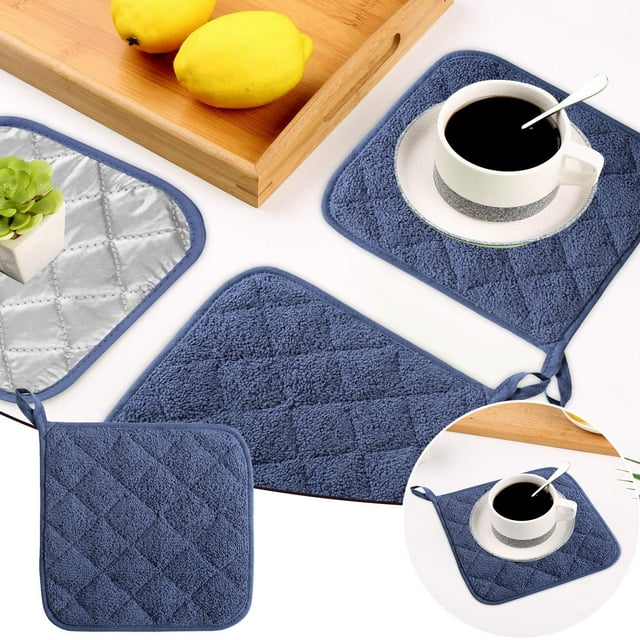 Boreal Craft 3Pcs Kitchen Pot Holders Hot Pot Holder Set Cloth Padded Potholders For Kitchens Washable Potholders For Cooking And Baking round Table Mats Dining Table Mats round round Rubber Mat