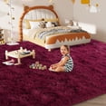 thumbnail image 2 of ZENELESS Fluffy Rug for Bedroom,8x10ft Wine Red Anti-Skid Shaggy Carpet Perfect for Living Room, Bedroom, 2 of 8