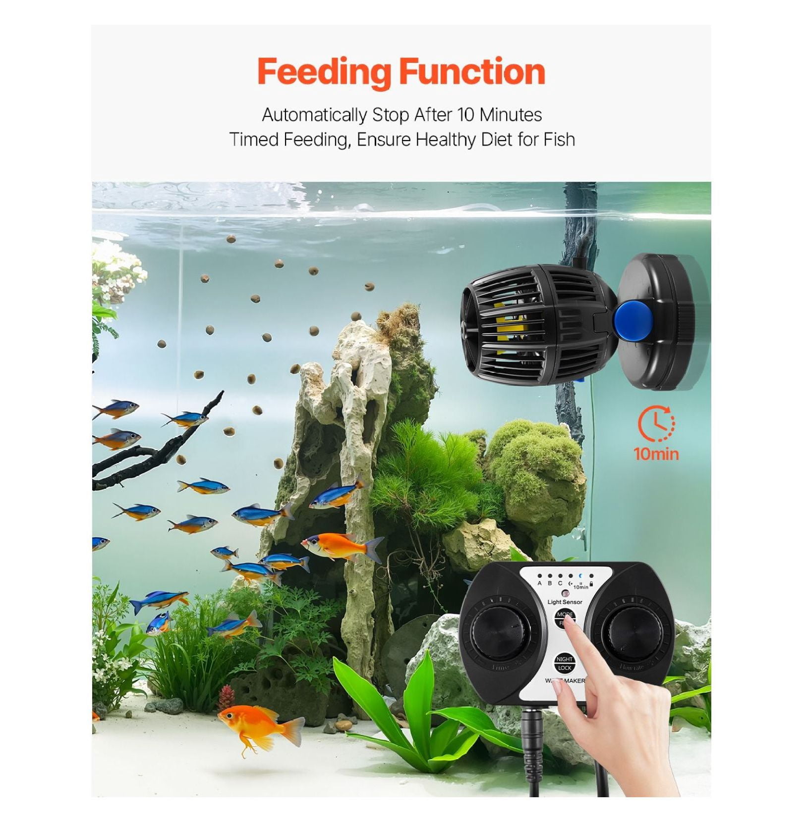 Aquarium Wave Maker 10W 1057 GPH - Adjustable Circulation Pump with Controller & Magnetic Base for Saltwater Freshwater Fish Tanks