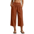 thumbnail image 2 of BUIGTTKLOP Capri Pants for Women High Waisted Comfy Capris Wide Leg Palazzo Lounge Cropped Pants with Pockets, 2 of 6