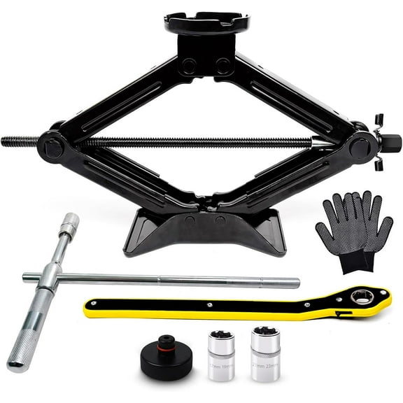 Car Jack Kit 2.5 Ton (5512 lbs),Scissor Jack for Car with Rubber Pad, Equipped with Upgraded Cross Wrench, Portable tire Jack Replacement kit, and SUV MPV car Emergency