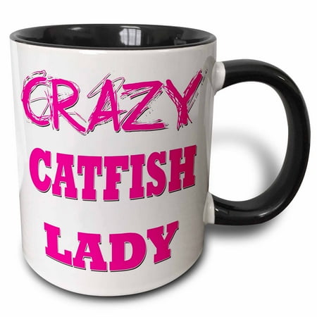 

3dRose Crazy Catfish Lady - Two Tone Black Mug 11-ounce