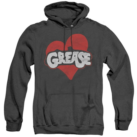 Grease Heart Adult Heather Hoodie Sweatshirt Black