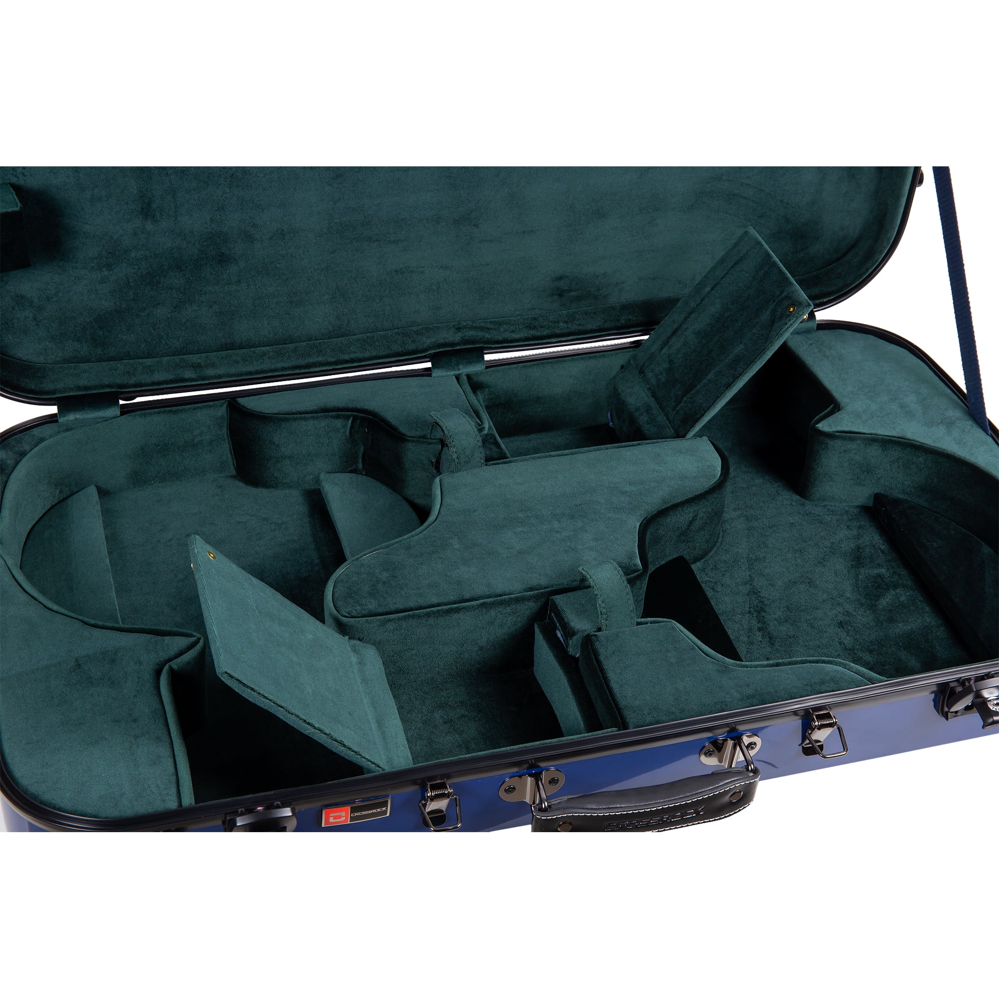 Crossrock Fiberglass Double Case with TSA Lock for Two Concert/Tenor Ukuleles-Navy Blue