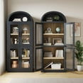 thumbnail image 3 of Arched Bookshelf with Doors & Drawers - Farmhouse Display Cabinet, 71.4" Tall Wood Storage Shelf, 29.92"W x 15.83"D, 3 of 7