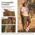 thumbnail image 2 of Hsovts Men's Casual Cargo Shorts Elastic Drawstring Waist Shorts with Spacious Side Cargo Pockets Outdoor Activities Khaki 2XL, 2 of 8
