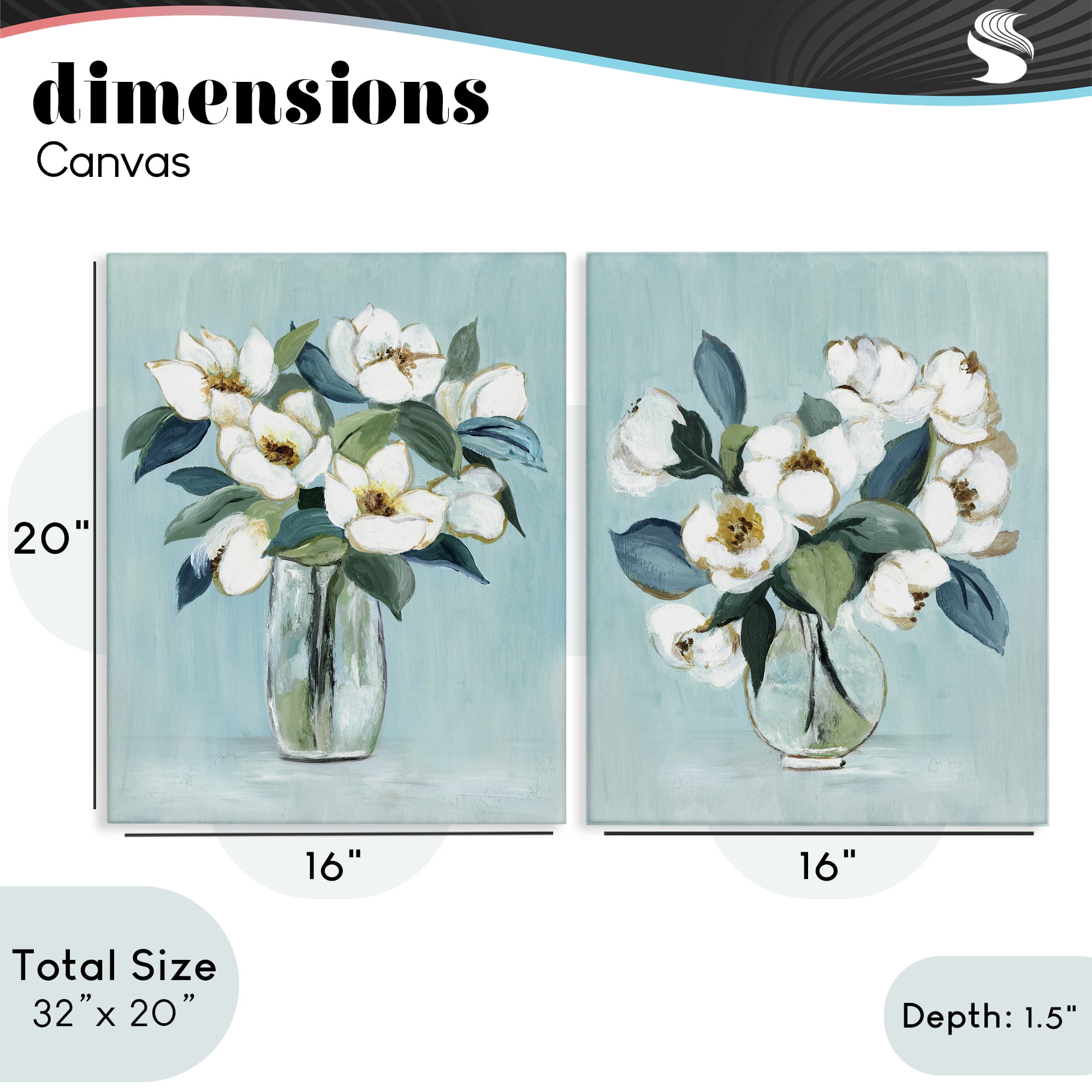 Stupell Industries Magnolia Blossom Vases 2 Piece Canvas Wall Art Set, design by Janet Tava