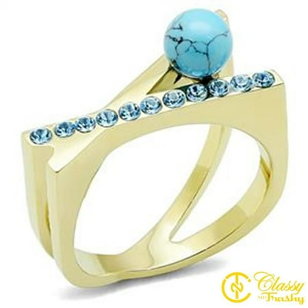 Faux Turquoise Ring - Classy Not Trashy® Faux Turquoise Criss Cross Women's Ring Size 10