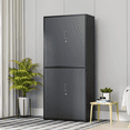 thumbnail image 4 of Magshion 71" Metal Garage Storage Cabinet with Locking Doors, 4 Adjustable Shelves for Home, Office, Grey Black, 4 of 10
