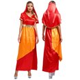 thumbnail image 3 of Disfraz de danza del vientre de Halloween para mujer, traje de princesa heroica árabe con abertura lateral, vestido superpuesto con adornos dorados y velo, 3 of 5