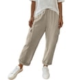 thumbnail image 3 of Kelon Linen Pants for Women Elastic Waisted Casual Palazzo Straight Leg Pants Summer Beach Trouser S-2XL, 3 of 8