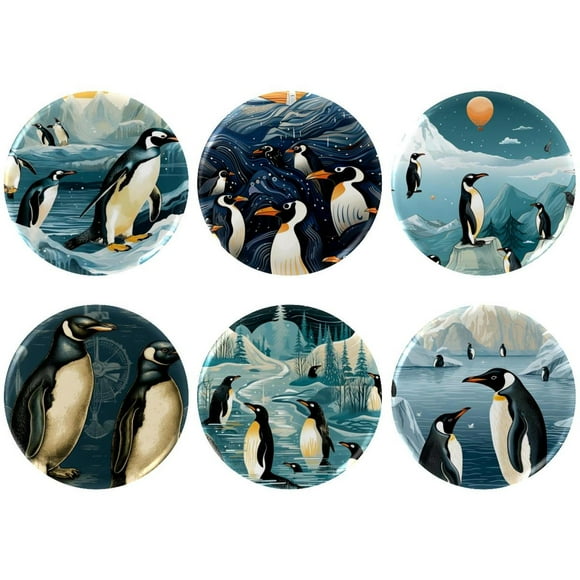 Penguin Badges with Pins for Backpacks Parties Ties Hats Corporate Events Personalized Custom Photo Text Logo Button