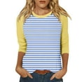 thumbnail image 2 of breaise Womens Tops Loose Fit 3/4 Sleeve Shirt Trendy Striped Color Blocking Shirts Summer Crew Neck T Shirts, 2 of 5