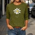 thumbnail image 6 of Floral Tshirts for Women 3/4 Sleeve Casual Tunic Shirts Crew Neck Loose Summer Fall Going Out Outfits Army Green, XL, 6 of 6