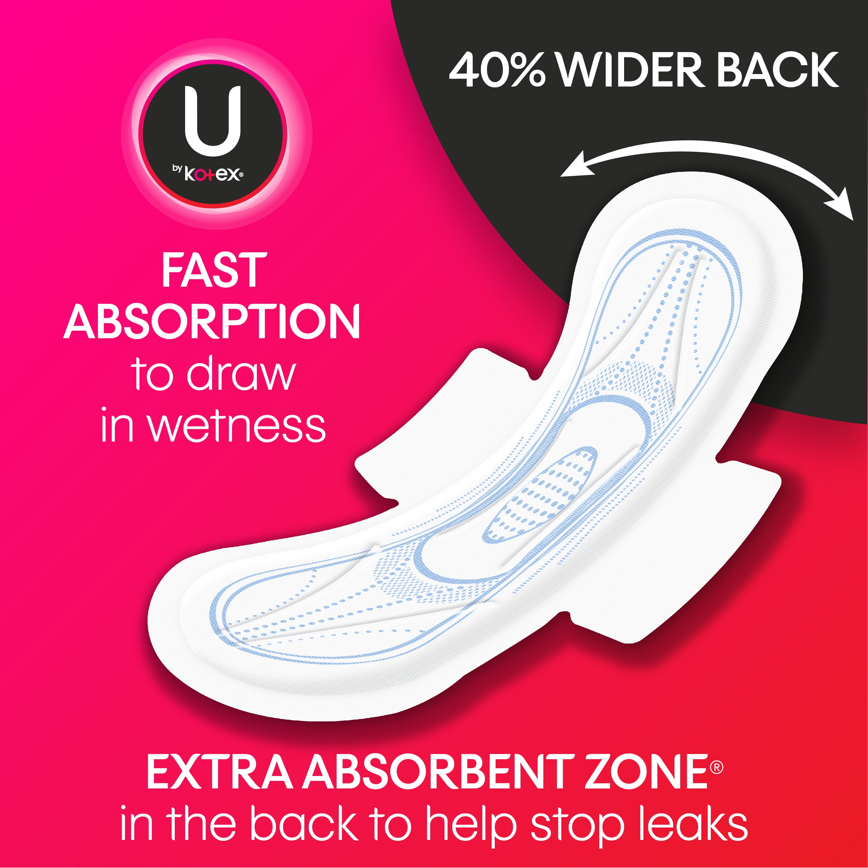 U By Kotex Security Maxi Pads With Wings Overnight Unscented 70 Count Walmart Com Walmart Com
