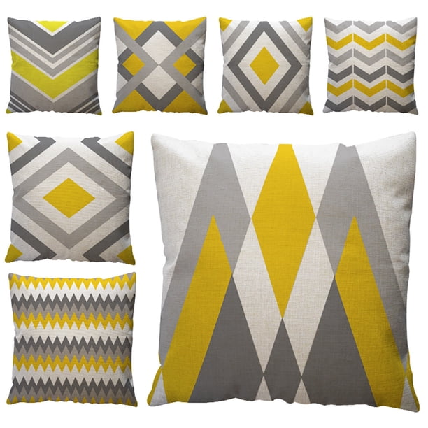 Ganfancp Amarillo Geometric Pattern Throw Pillow Case Cushion Cover Home Decor Lino Liquidación 1X Funda de Almohada