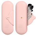 thumbnail image 1 of Organizador de brochas de maquillaje Perfuny Travel con limpiador de brochas, color rosa, 1 of 1