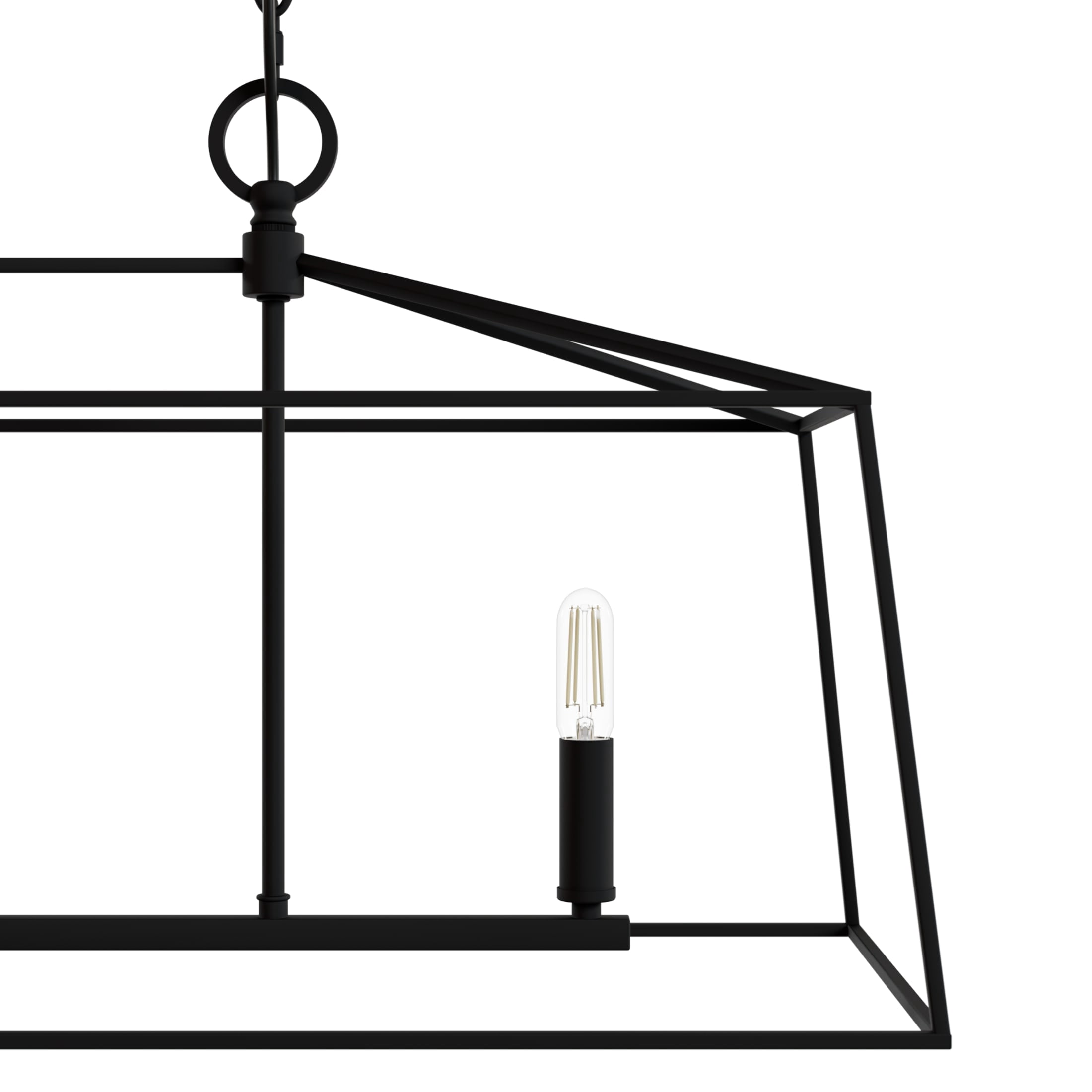 Hunter - Fair Oaks 4-light Matte Black, Extra Large Chandelier, Dimmable, Formal Style, Linear Shaped, for Bedrooms, Dining, Living Rooms - 13099