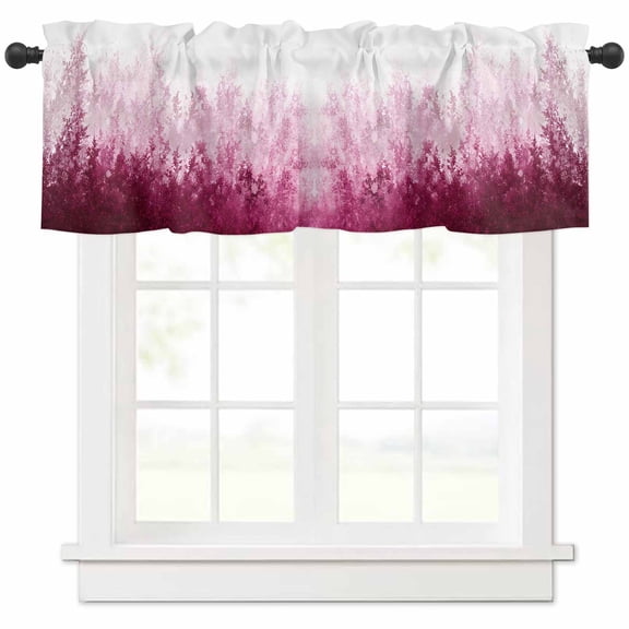 nqOlkjepod Pink Botanical Farmhouse Short Window Curtain Valances, Spring Summer Farmhouse Retro Watercolor Rod Pocket Kitchen Valances for Living Room Bedroom Bathroom Cafe, 1 Panel - 42" x 18"