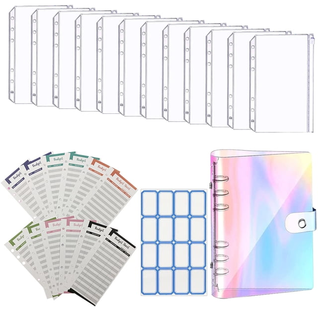 Miangastore 1 Set Envelope Binder for Money Saving with Waterproof Zipper Envelopes Assorted Color