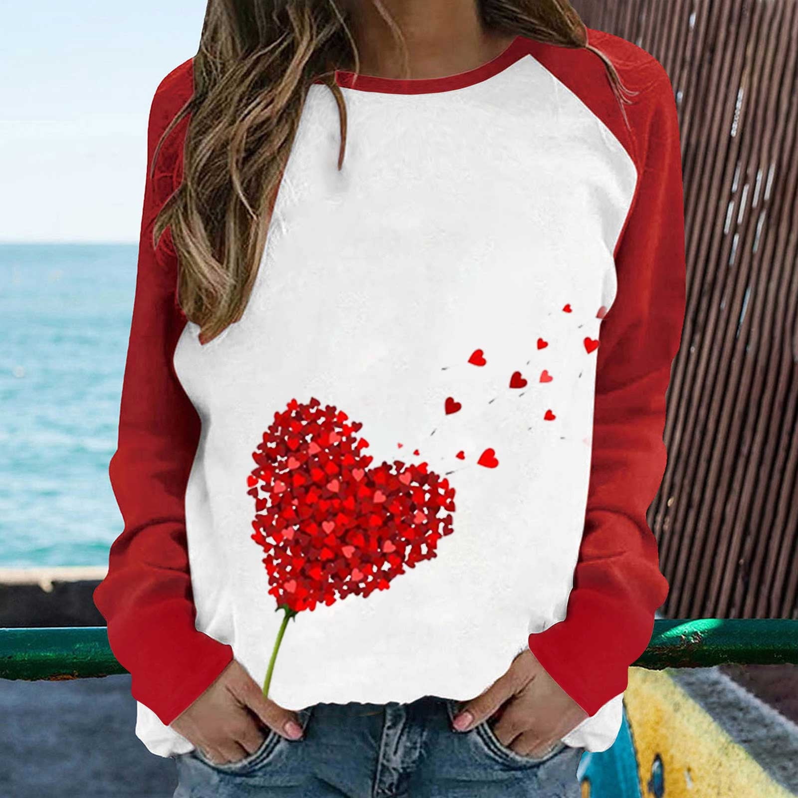 Meichang Long Sleeve Going Out Tops for Women Valentine's Day