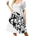 thumbnail image 3 of Vestido de manga corta con estampado de fantasmas para mujer, ideal para ocasiones especiales de verano., 3 of 7