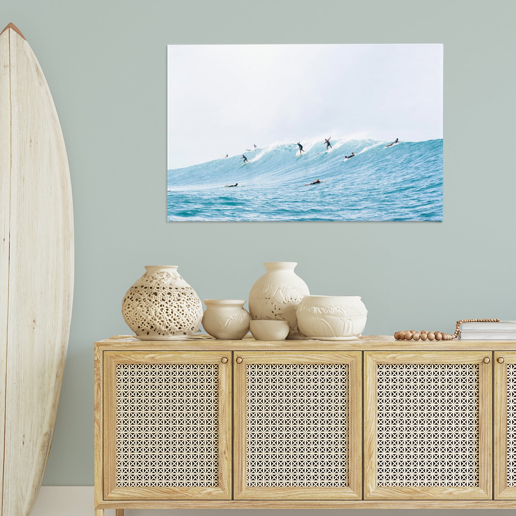 Stupell Industries Blue Wave Surfers Nautical & Beach Photography Wrapped Canvas Art Print Wall Art, 45 x 30