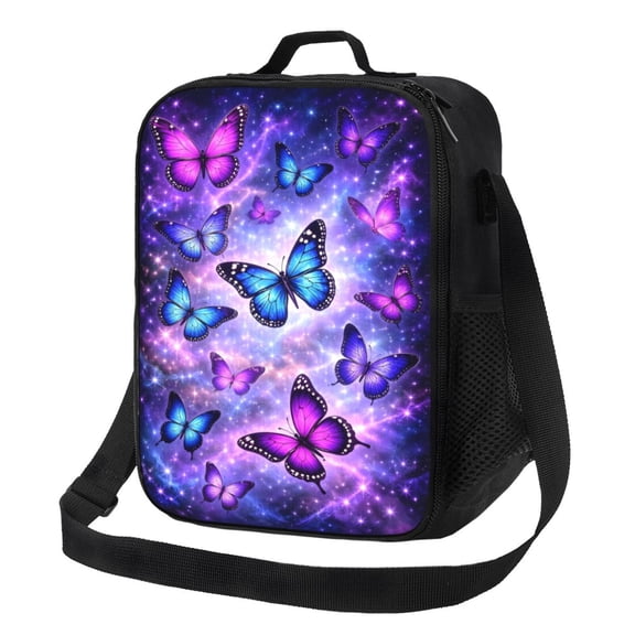 Butterfly Lunch Bag Insulated Thermal Lunch Box with Shoulder Strap & Handle for Women and Men