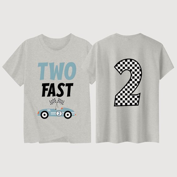 Gyujnb Two Fast Car Print Round Neck Short Sleeves Casual T Shirt, Fashionable Kids Top (Girls),1-2 Years