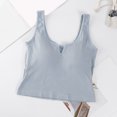 thumbnail image 2 of Xijirk Women Ribbed Crop Tank Top Built In Padded Notch V Neck Wide Strap Seamless Slim Fit Camisole for Casual Daily Street Wear,Light Blue,One Size, 2 of 3