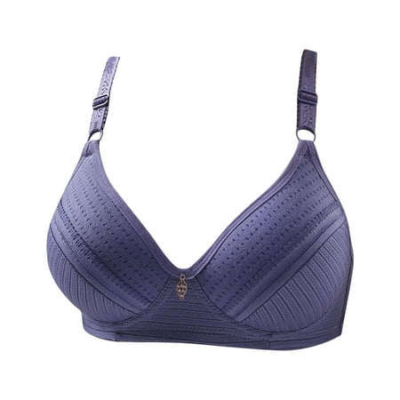 Gnurob Womens Push Up Bra Wireless Underwear Padded Bralette Plus Size Brassiere Adjustable Strap Bras Comfort V Neck Bralettes Breathable Bra for Ladies Clearance Saving Blue 3X-Large