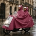 thumbnail image 5 of Motorcycle Rain Gear Dual Hoods Full Coverage Rain Suit for Men Women Motorbike Scooter Pillion Riding Rain Cape Adult Size Commuter Wet Weather Protective Rain Coat, 5 of 5